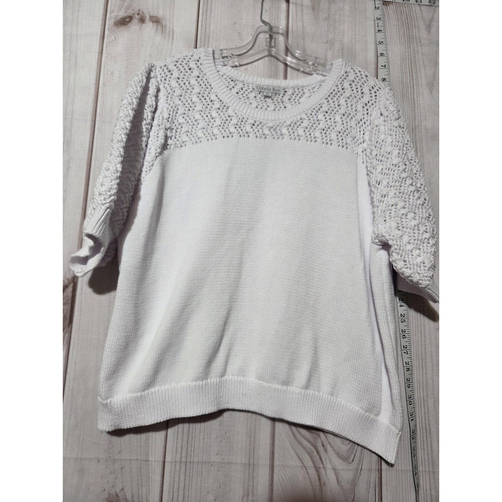 Ophelia‎ Roe Sweater Womens 2X Knit Lace Pullover Short Sleeve Plus Size Top